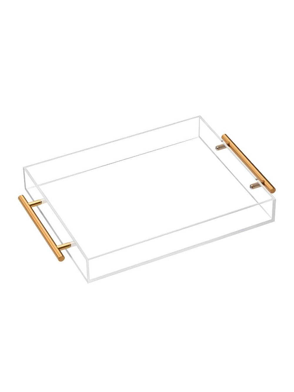 Clear Acrylic Lucite Serving Tray with Metal Handles,No Need to Assemble,11x14